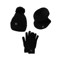 Zestaw Damski Rękawiczki/Czapka/Chusta. Czarne chusty damskie HEAT KEEPER, bez wzorów, z materiału. W wyprzedaży za 224.60 zł.