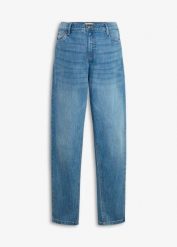 Jeansy ciążowe mom, 2 w 1, na okres ciązy i po nim, długość do kostki. Niebieskie jeansy damskie bonprix, moda ciążowa. Za 149.99 zł.