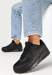 Czarne Sneakersy na Grubej Podeszwie z Wstawką Denni. Czarne obuwie sportowe damskie Born2be, przed kostkę, bez zapięcia. Za 99.99 zł.