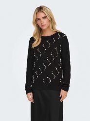 ONLY Sweter w kolorze czarnym rozmiar: S. Czarne swetry klasyczne damskie Only, s, ze splotem, bez kołnierzyka. Za 52.67 zł.