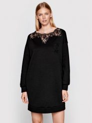 Ermanno Firenze Sukienka dzianinowa Q016ED4 Czarny Relaxed Fit. Czarne sukienki damskie Ermanno Firenze, bez wzorów, z bawełny, bez ramiączek. Za 1,549.00 zł.