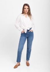 Niebieskie jeansy, Regular Fit, D-EPPY. Niebieskie jeansy damskie Volcano, bez wzorów, z bawełny. Za 159.99 zł.