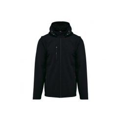 Kurtka 3-warstwowa z kapturem i odpinanymi rękawami Kariban Softshell. Czarne kurtki sportowe damskie KARIBAN, m, bez wzorów, z elastanu, z kapturem. Za 337.00 zł.