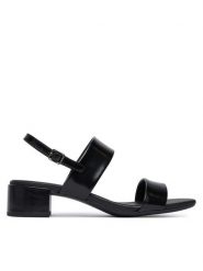 ECCO Sandały Liva 25030304001 Czarny. Czarne sandały damskie ECCO, bez wzorów, z lakierowanej skóry, bez obcasa, na słupku, bez zapięcia. Za 569.99 zł.