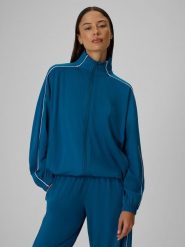 4F Bluza dresowa loose bez kaptura damska - turkusowa L. Niebieskie bluzy damskie 4F, l, bez wzorów, z dresówki, bez kaptura. Za 179.99 zł.