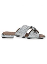 Caprice Skórzane klapki "Monaco" w kolorze srebrnym rozmiar: 41. Szare klapki damskie Caprice, bez wzorów, z otwartym noskiem, bez obcasa, bez zapięcia. Za 69.75 zł.