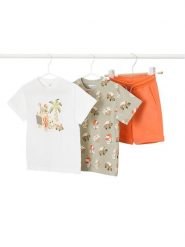 Mayoral Komplet 2 t-shirtów i spodenek 3609 Kolorowy Regular Fit. T-shirty i koszulki chłopięce Mayoral, bez wzorów, z bawełny, bez kołnierzyka, bez ramiączek. Za 149.99 zł.