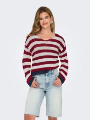 ONLY Sweter w kolorze bordowo-beżowym rozmiar: M. Brązowe swetry klasyczne damskie Only, m, ze splotem, bez kołnierzyka. Za 92.21 zł.