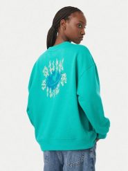 Quiksilver Bluza Standard Crew EQWFT03188 Turkusowy Regular Fit. Niebieskie bluzy damskie Quiksilver, xs, bez wzorów, z bawełny, bez kaptura. Za 209.99 zł.