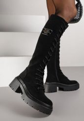Czarne Sznurowane Kozaki Vices z Imitacji Zamszu na Platformie w Stylu Grunge Lattime. Czarne kozaki damskie Born2be, z jeansu, bez obcasa, na platformie, bez zapięcia. Za 179.99 zł.