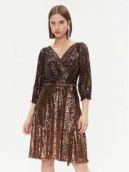DKNY Sukienka codzienna DD3HR967 Brązowy Regular Fit. Brązowe sukienki damskie DKNY, bez wzorów, z syntetyku, bez ramiączek. Za 549.99 zł.