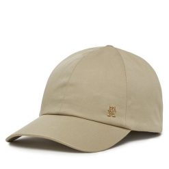 Czapka z daszkiem Tommy Hilfiger. Brązowe czapki z daszkiem damskie Tommy Hilfiger, bez wzorów. Za 119.99 zł.
