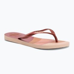 Japonki damskie Havaianas Slim Palette Glow. Czerwone klapki damskie Havaianas, bez wzorów, bez obcasa, bez zapięcia. Za 99.99 zł.