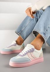 Różowo-Niebieskie Sneakersy Tenisówki Ozdobione Paskami Falovinia. Czerwone obuwie sportowe damskie Renee, z jeansu, bez zapięcia, tenisowe. Za 89.99 zł.