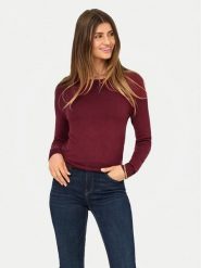 ONLY Sweter Venice 15333989 Bordowy Regular Fit. Czerwone swetry klasyczne damskie Only, xl, z wiskozy, bez kołnierzyka. Za 129.99 zł.