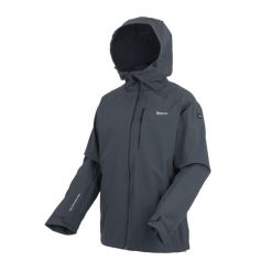 Kurtka turystyczna przeciwdeszczowa damska Birchdale wodoodporna. Szare kurtki damskie Regatta, bez wzorów, bez kaptura. Za 229.99 zł.