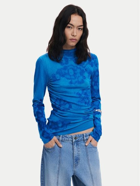 Desigual Golf Ottawa 25WWJF38 Niebieski Regular Fit. Niebieskie golfy damskie Desigual, m, bez wzorów, z syntetyku, bez ramiączek. Za 239.99 zł.