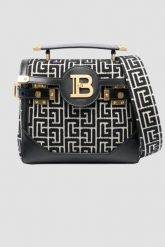 BALMAIN Czarny kuferek damski Classic Handle Bag M. Czarne kuferki damskie Balmain, z materiału, na ramię, zdobione, bez dodatków. W wyprzedaży za 7,999.99 zł.