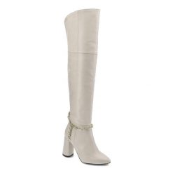Beżowe Kozaki Karino Damskie Eleganckie Obuwie. Brązowe kozaki damskie Karino, ze skóry, bez obcasa, na słupku, bez zapięcia. Za 459.00 zł.
