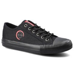 Trampki damskie Big Star, z materiałową cholewką gumowym noskiem wiązaniem na oczka i elastyczną podeszw, czarne, HH274121. Czarne trampki damskie Big Star, bez wzorów, z gumy, bez zapięcia. Za 89.99 zł.