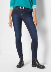 Dżinsy Skinny Mid Waist ze stretchem. Niebieskie jeansy damskie bonprix, bez wzorów, z jeansu. Za 94.99 zł.