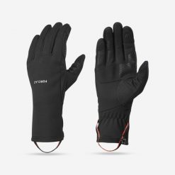 Rękawice trekkingowe dla dorosłych Forclaz MT500 dotykowe stretch. Czarne rękawiczki damskie FORCLAZ, bez wzorów, z elastanu. Za 69.99 zł.