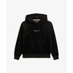 Damska luźna bluza z kapturem z weluru Superdry Country Club. Czarne bluzy damskie Superdry, na jesień, xs, bez wzorów, z weluru, z kapturem. Za 382.80 zł.