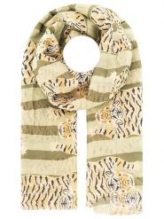 Zwillingsherz Szal "Striped Tiger" w kolorze beżowo-zielonym - 180 x 98 cm rozmiar: onesize. Brązowe szaliki damskie Zwillingsherz, bez wzorów, z materiału. Za 111.59 zł.