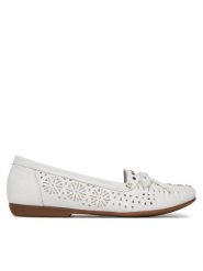 Rieker Mokasyny L6396-80 Biały. Białe mokasyny damskie Rieker, ze skóry, bez obcasa. Za 159.99 zł.