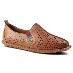 Brązowe Półbuty Artiker Damskie Skórzane Obuwie. Brązowe półbuty damskie Artiker, na lato, bez wzorów, z gumy, bez obcasa, bez zapięcia. Za 159.00 zł.