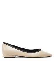 Tory Burch Baleriny Double T Buckle Pointed 155739 Beżowy. Brązowe balerinki damskie Tory Burch, bez wzorów, ze skóry. Za 1,029.00 zł.