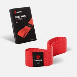Opaska materiałowa Via Fortis Premium z torbą i instrukcją ćwiczeń. Czerwone torby sportowe VIA FORTIS, bez wzorów, z materiału. Za 79.90 zł.