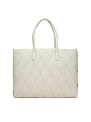 Calvin Klein Torebka Ck Woven Medium Shopper K60K612994 Biały. Białe shopper bag Calvin Klein, bez wzorów, ze skóry, bez dodatków. Za 459.99 zł.