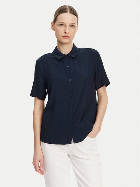 Tommy Hilfiger Koszula WW0WW44683 Granatowy Relaxed Fit. Niebieskie koszule damskie Tommy Hilfiger, bez wzorów, bez kołnierzyka, bez ramiączek. Za 399.99 zł.