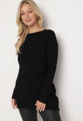 Czarny Sweter z Wiskozą i Bawełną Ozdobiony Tłoczeniem Vianira. Czarne swetry klasyczne damskie Born2be, l, z bawełny, bez kołnierzyka. Za 89.99 zł.