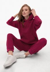 Bluza oversize B-LOVE. Czerwone bluzy damskie Volcano, l, bez wzorów, z bawełny, z kapturem. Za 179.99 zł.