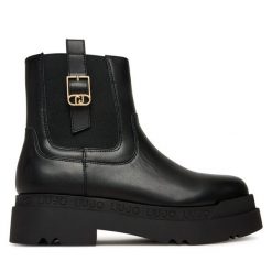 Botki Liu Jo. Czarne botki damskie Liu Jo, bez obcasa, na płaskiej podeszwie, bez zapięcia. Za 799.99 zł.