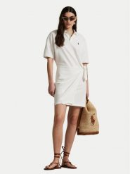 Polo Ralph Lauren Sukienka codzienna 211A88516002 Biały Straight Fit. Białe sukienki damskie Polo Ralph Lauren, bez wzorów, z bawełny, bez ramiączek. Za 539.99 zł.