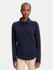 Tommy Hilfiger Sweter WW0WW44984 Granatowy Regular Fit. Niebieskie swetry klasyczne damskie Tommy Hilfiger, m, z bawełny, bez kołnierzyka. Za 429.99 zł.