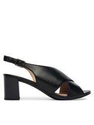 Caprice Sandały 9-28309-46 Czarny. Czarne sandały damskie Caprice, bez wzorów, ze skóry, bez obcasa, na słupku, bez zapięcia. Za 228.99 zł.