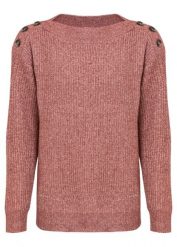 Sweter oversize z guzikami. Brązowe swetry klasyczne damskie bonprix, bez kołnierzyka. Za 117.99 zł.