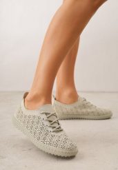 Zielone Tenisówki z Ażurową Cholewką Tidella. Zielone obuwie sportowe damskie Born2be, w ażurowe wzory, z jeansu, bez zapięcia. Za 69.99 zł.