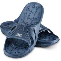 Klapki basenowe Aqua Speed Alabama. Niebieskie klapki damskie Aqua-Speed, bez wzorów, bez obcasa, bez zapięcia. Za 49.99 zł.