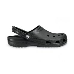 Klapki dla dorosłych Crocs Classic. Czarne klapki damskie Crocs, bez wzorów, bez obcasa, bez zapięcia. Za 224.96 zł.