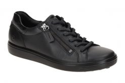 Kobiece trampki z zapięciem Ecco Soft 7. Czarne trampki damskie ECCO, bez wzorów, z materiału, bez zapięcia. Za 689.60 zł.