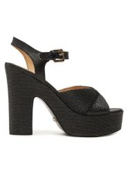 Guess Sandały Starla FLTSTA ELE03 Czarny. Czarne sandały damskie Guess, z aplikacjami, z tworzywa sztucznego, bez obcasa, na słupku, bez zapięcia. Za 519.99 zł.