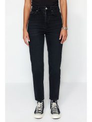 Trendyol Dżinsy - Mom fit - w kolorze czarnym rozmiar: 40. Czarne jeansy damskie Trendyol, z podwyższonym stanem. Za 114.17 zł.