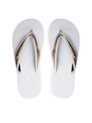 Puma Japonki Sandy Flip Metallic Shine 700511-01 Biały. Białe klapki damskie Puma, bez wzorów, z materiału, bez obcasa, bez zapięcia. Za 119.99 zł.