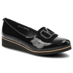 Czarne Półbuty Karino Eleganckie Buty Damskie. Czarne półbuty damskie Karino, bez wzorów, ze skóry, bez obcasa, na obcasie, bez zapięcia. Za 249.00 zł.