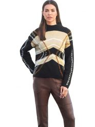 Heine Sweter w kolorze czarno-beżowym rozmiar: 44. Brązowe swetry klasyczne damskie Heine, z wełny, bez kołnierzyka. Za 61.46 zł.